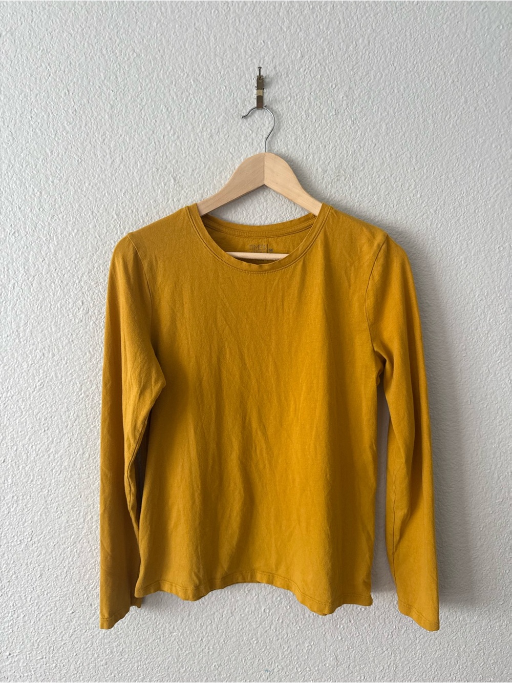 Mustard Yellow Long Sleeve Knit Top 100% Cotton T-Shirt
